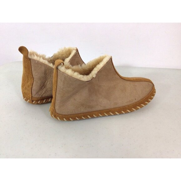 LL Bean Leather Slippers Suede Sherpa Lined Womens 7 - Picture 5 of 6